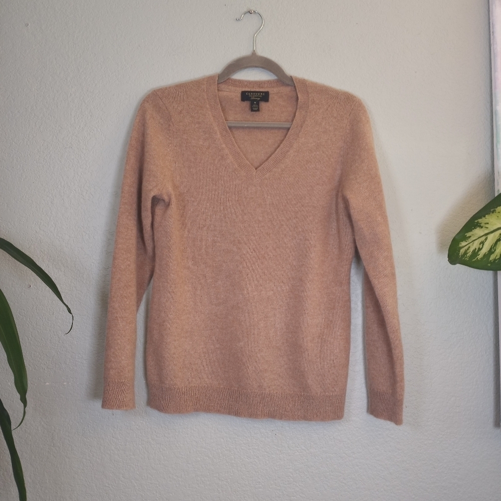 Charter Club Cashmere Classic Camel Timeless Quiet Luxury V Neck Casual Sweater